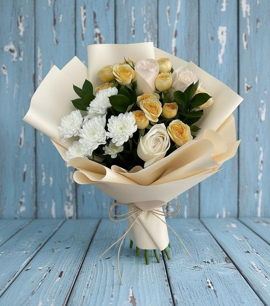 Букет цветов из: Розы и Хризантемы в Эдельбае