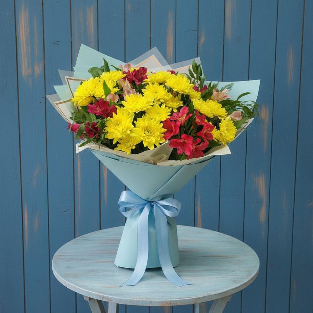 Букет цветов из: Альстромерии и Хризантемы в Эдельбае