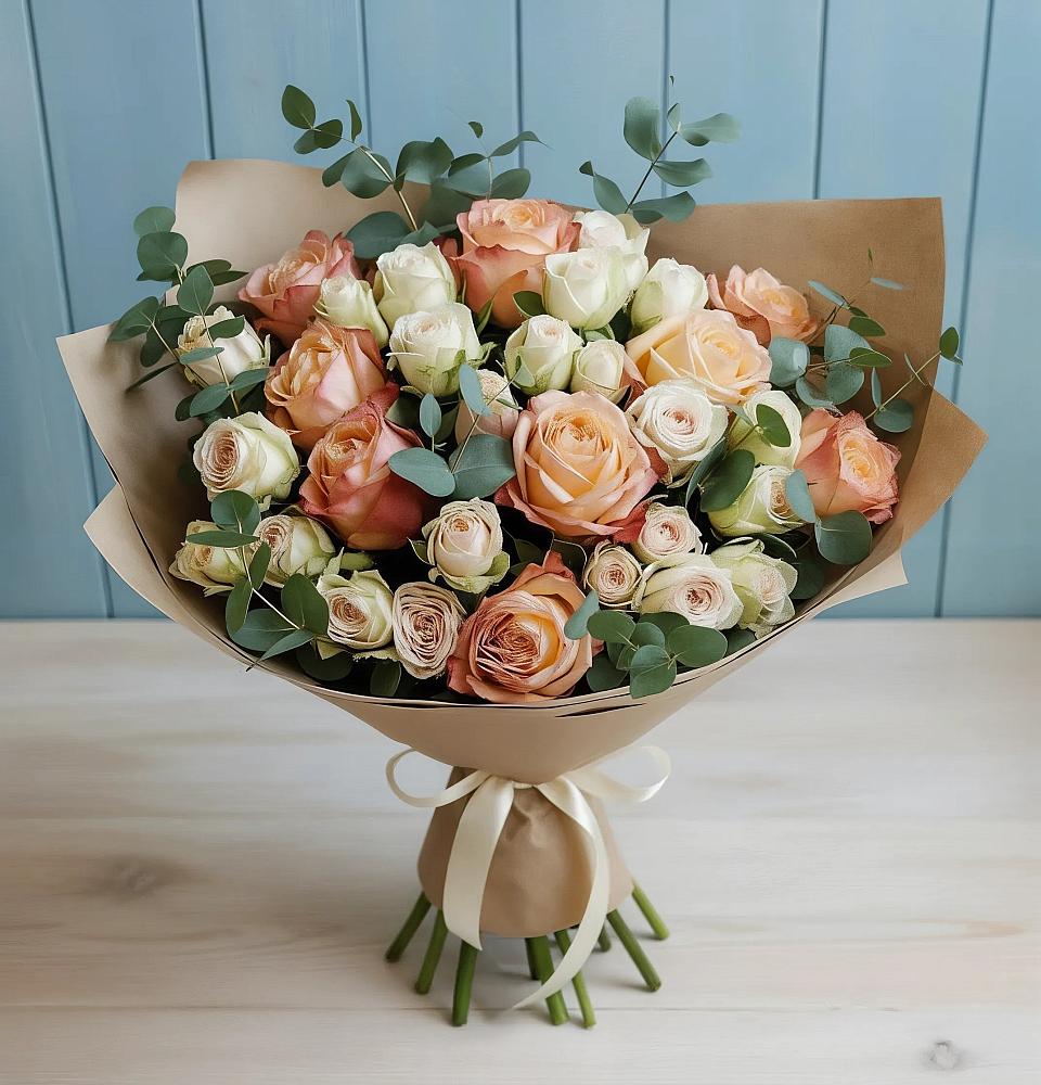 Букет цветов из: Альстромерии и Розы в Эдельбае