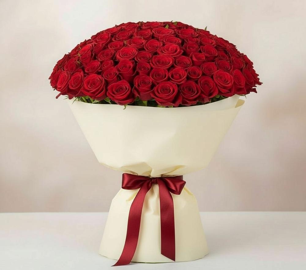 Букет 101 Красная роза Милано в Эдельбае