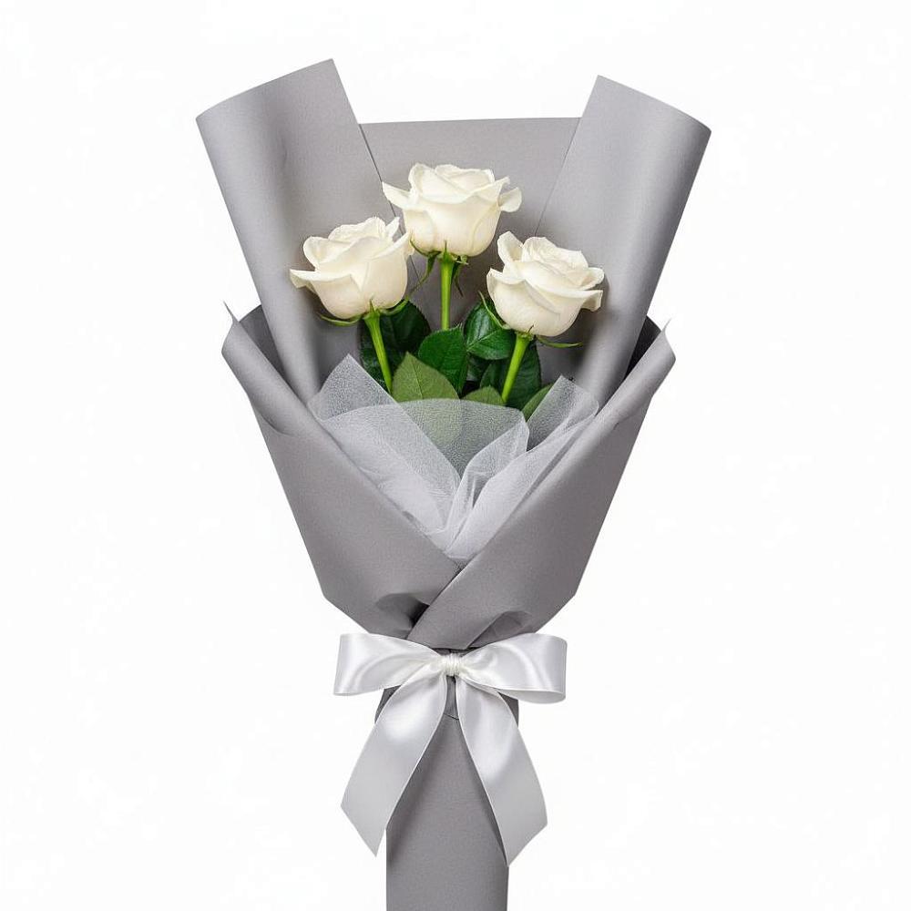 Букет 3 белые розы в Эдельбае