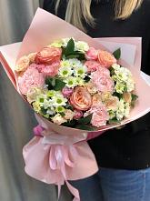 Букет нежные объятья в Эдельбае Букет цветов из: Гвоздики, Розы и Хризантемы в Эдельбае
