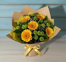 Букет цветов из:  Герберы и Хризантемы в Эдельбае