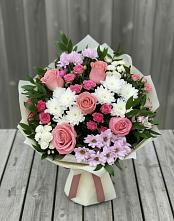 Букет цветов из:  Альстромерии, Гвоздики, Розы и Хризантемы в Эдельбае
