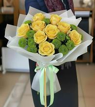 Букет цветов из:  Хризантемы и Розы в Эдельбае