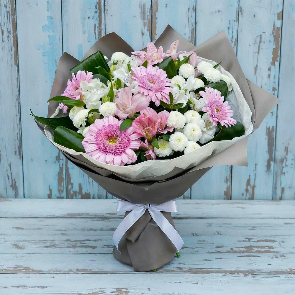 Букет цветов из: Герберы, Альстромерии и Хризантемы в Эдельбае